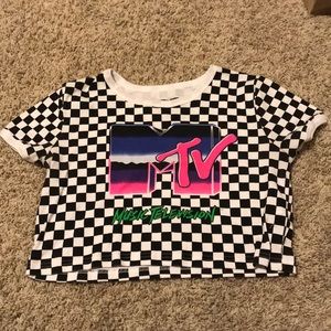Checkered black/white air crop top